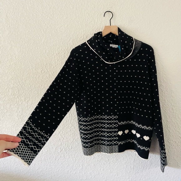 Tribal Jeans Black & Cream Hearts and Dots Turtleneck Sweater - Picture 4 of 10